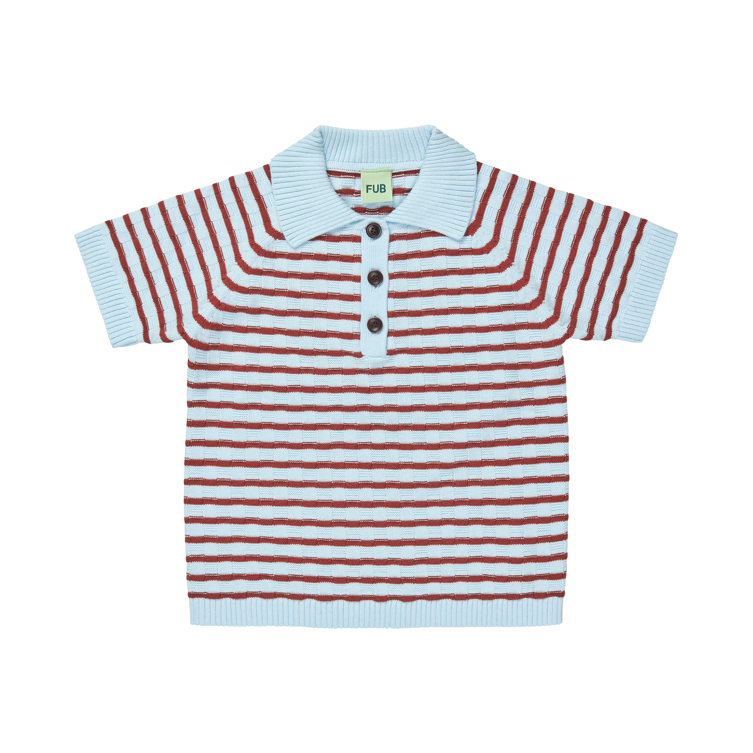 Fub-Red And Blue Stripes Cotton Polo Shirt