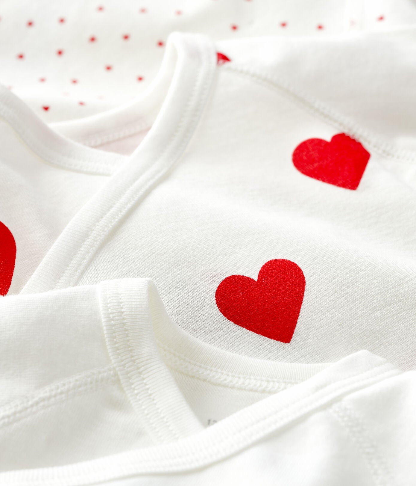 BABIES' HEART PATTERNED WRAPOVER SHORT-SLEEVED COTTON BODYSUITS - PACK OF 3