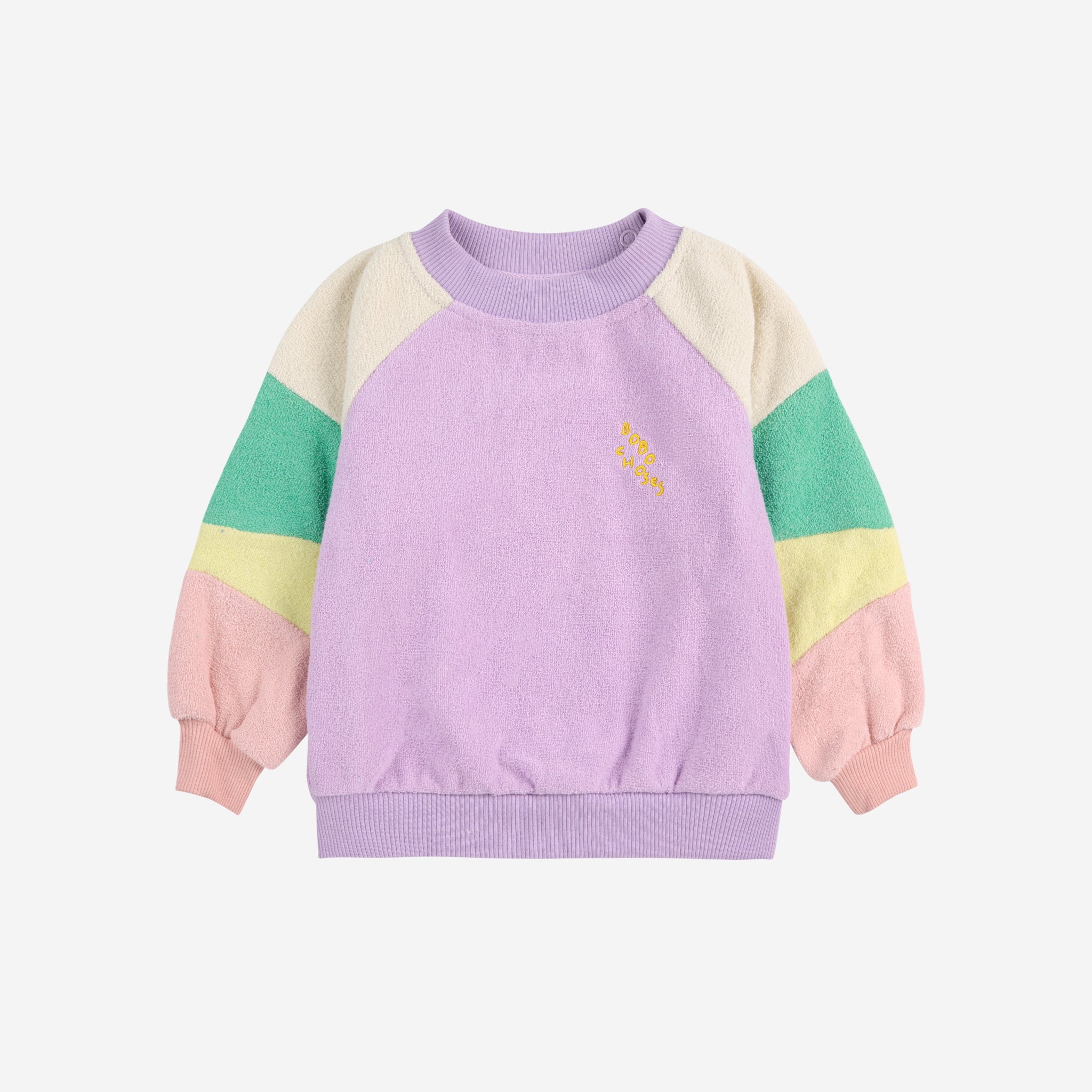 Bobo Choses-Baby Girls Lila Color Block Terry Cloth Sweatshirt