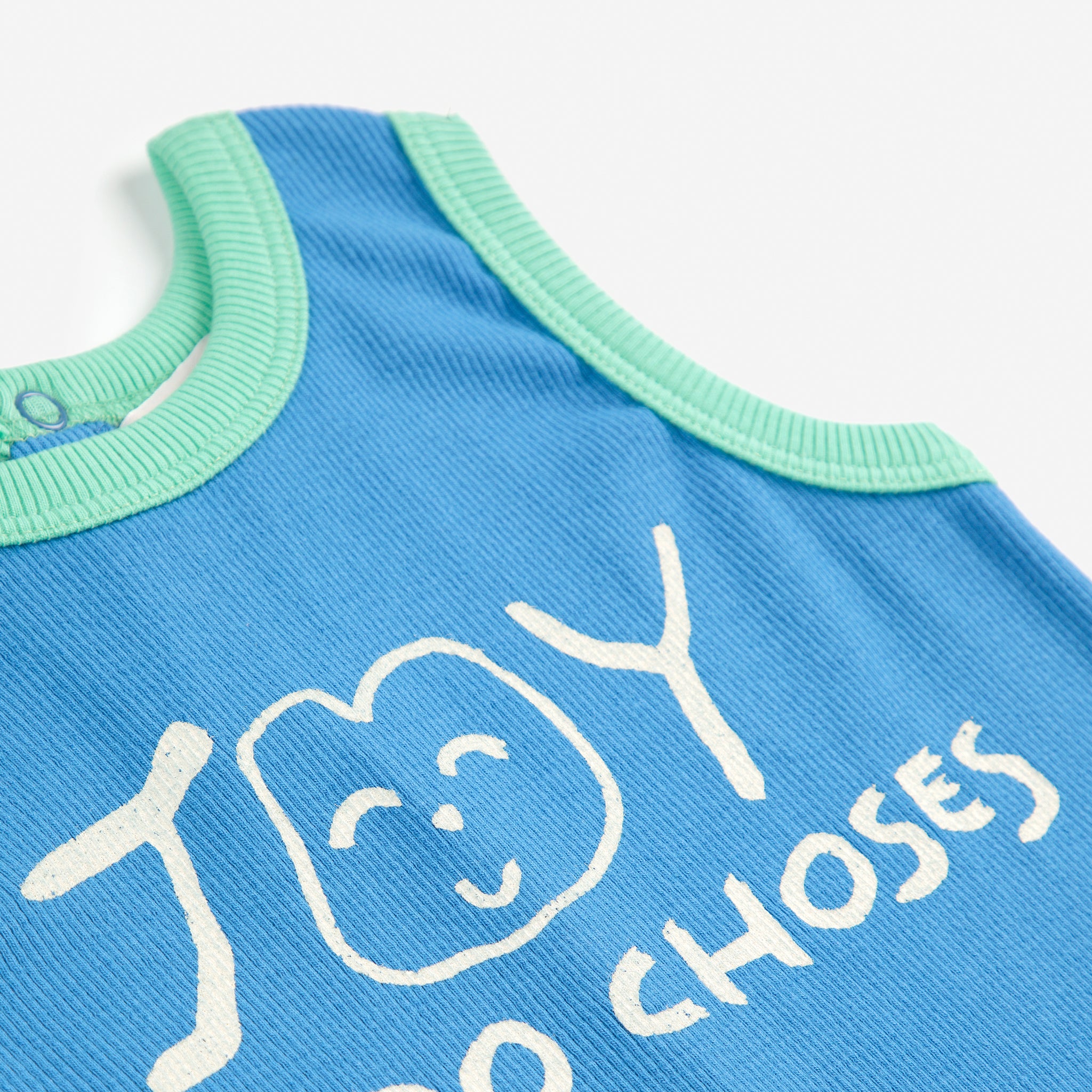 Bobo Choses-Baby Boys Smiling Blue Playsuit