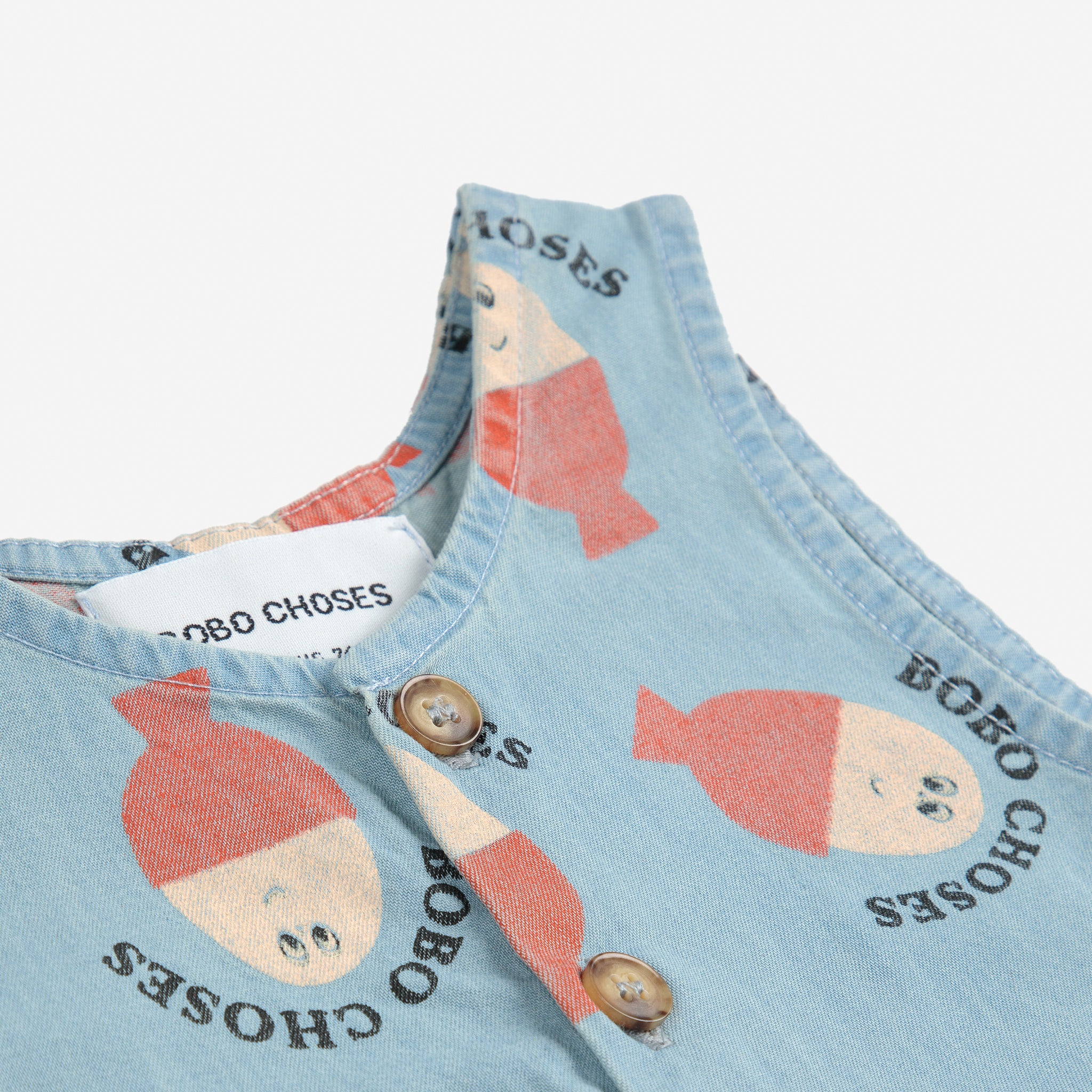 Bobo Choses-Baby Morning Egg All Over Denim Playsuit