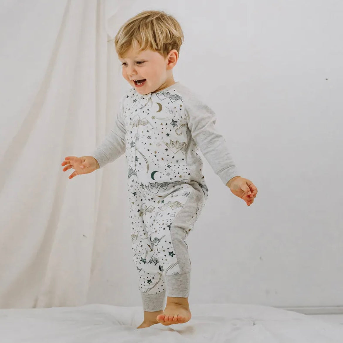 Long Sleeve Footed Sleep Bag - 1.0 TOG - Stars White