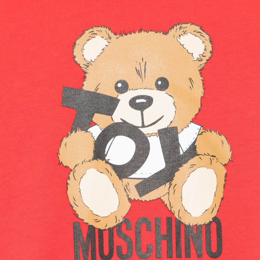 Moschino-LS RED SWEATSHIRT W TOY BEAR LOGO PRINT