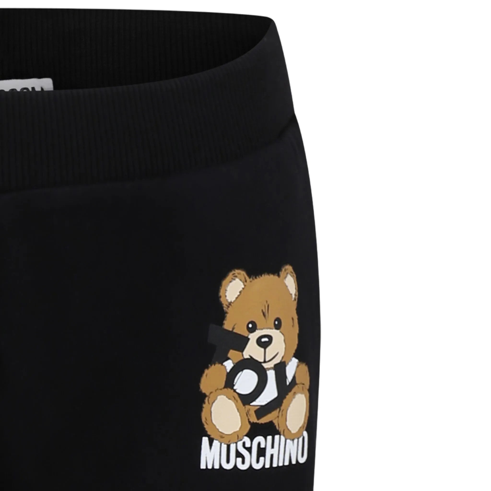 Moschino-BLACK SWEATPANTS W TOY BEAR LOGO PRINT