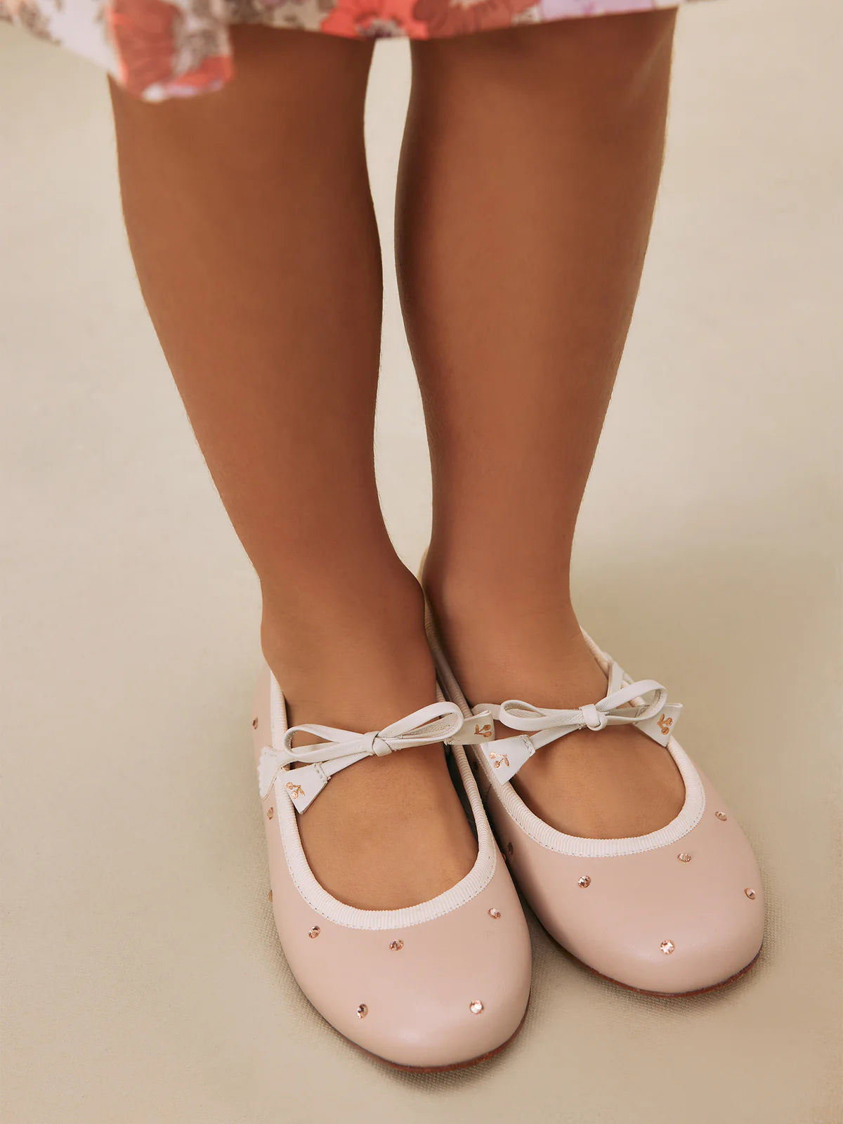 Bonpoint-Eveline mary janes with bow and rhinestones
