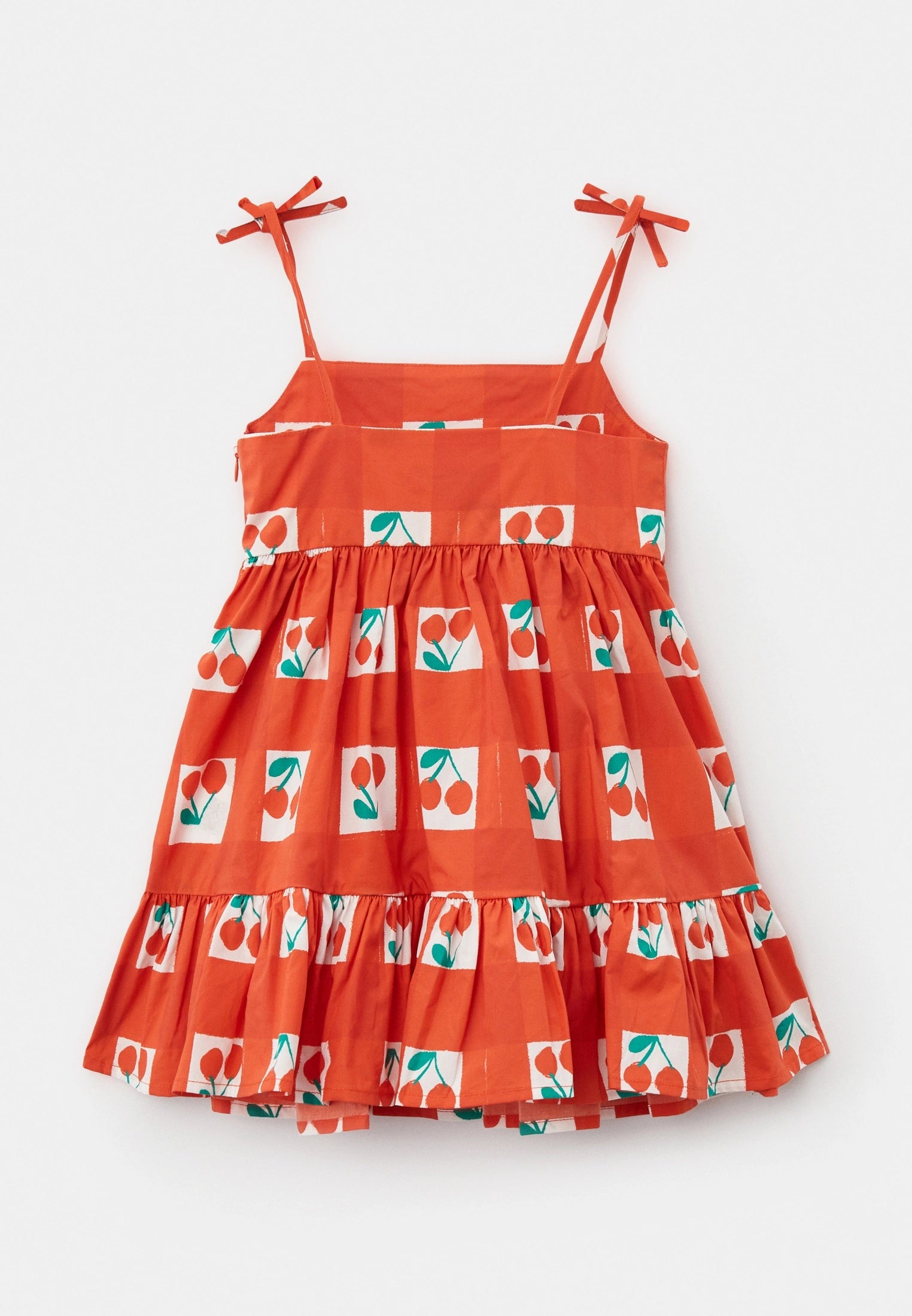 Stella Mccartney Kids-GIRL STRAPPY DRESS WITH CHERRY GINGHAM DRESS
