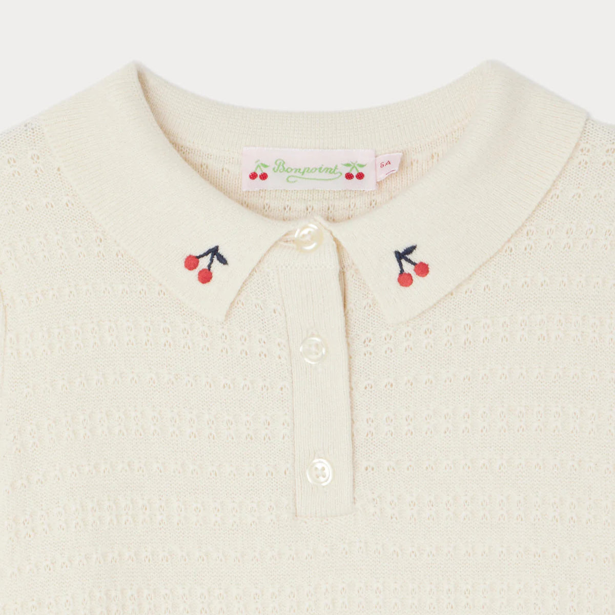 Bonpoint-Evani polo with openwork cherry embroidery