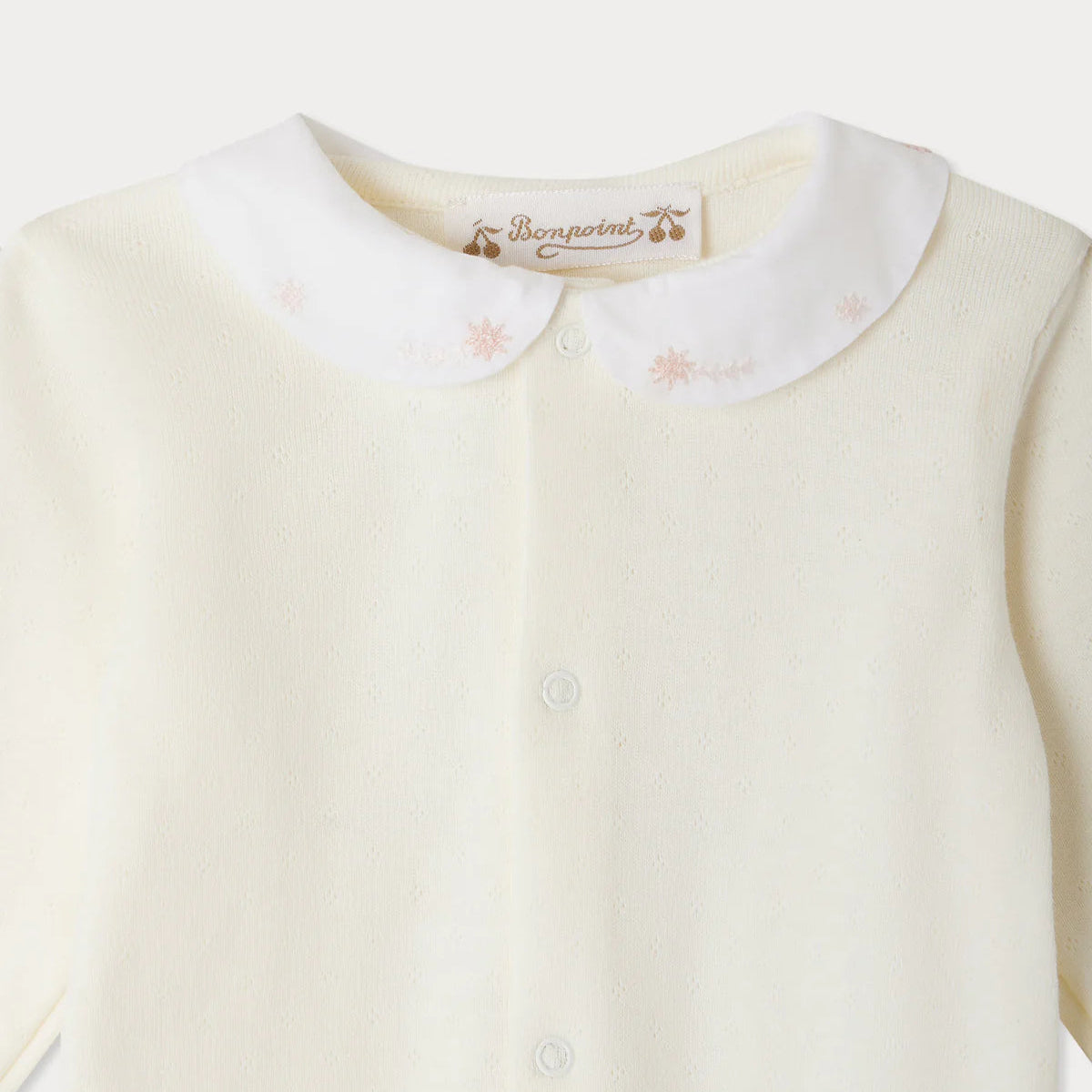 Bonpoint-Tintina embroidered collar pointelle knit pajamas