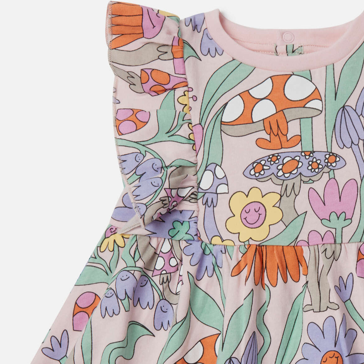 Stella Mccartney Kids-Woodland Print Pleated Cap-Sleeve Dress