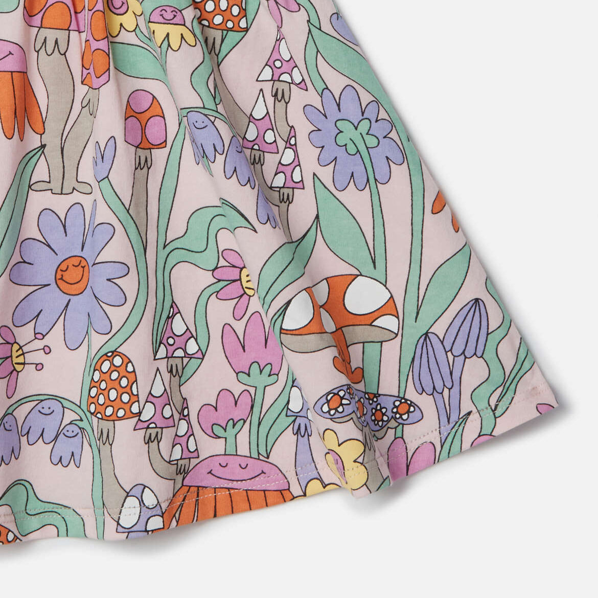 Stella Mccartney Kids-Woodland Print Pleated Cap-Sleeve Dress