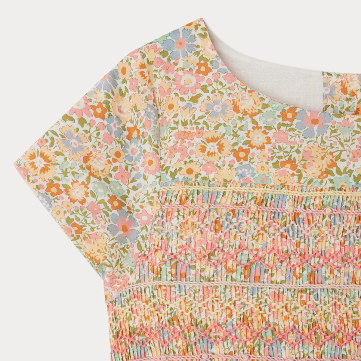 Bonpoint-Duchesse smocked dress made with multicolor Liberty fabrics