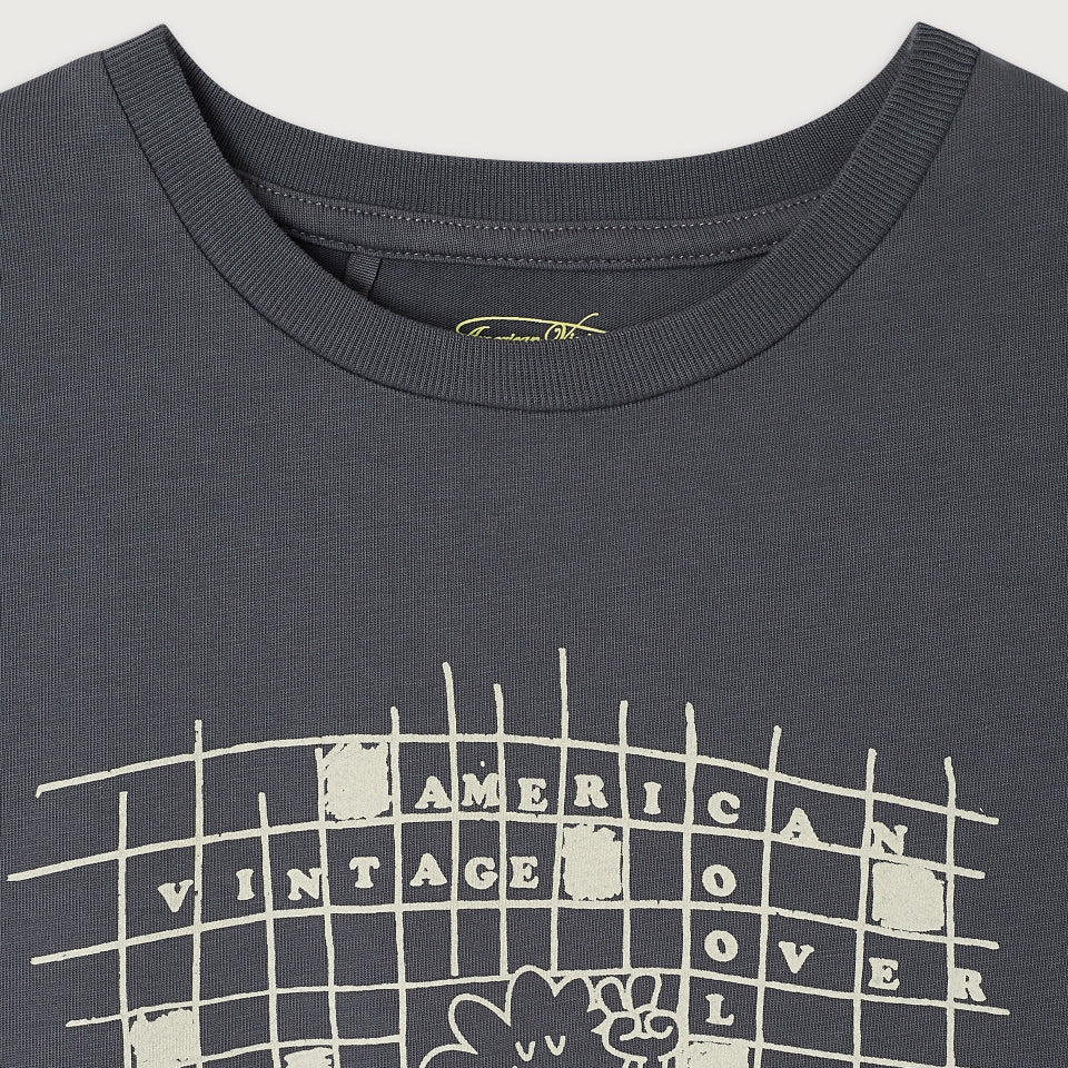 American Vintage-T-SHIRT DROIT MC COL ROND IMPRIME