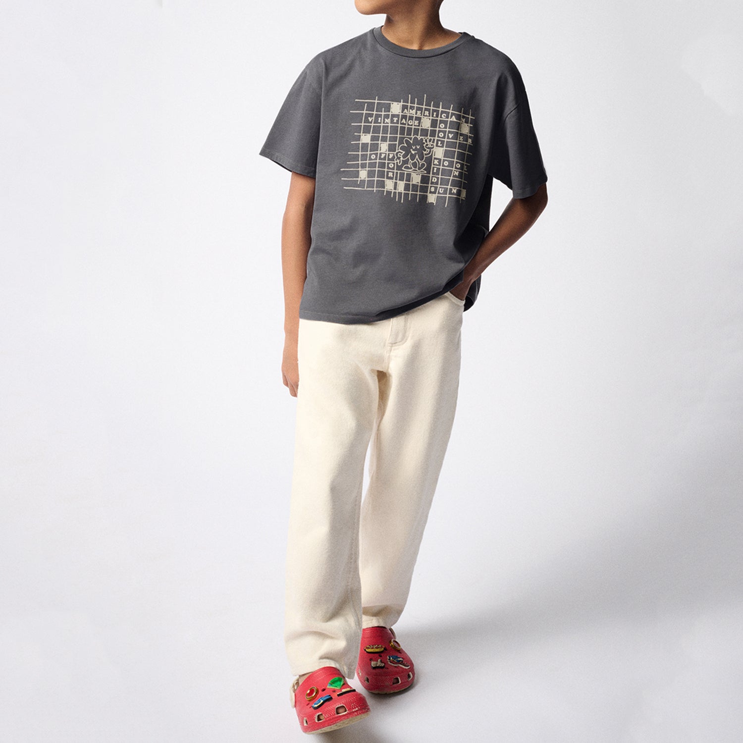 American Vintage-T-SHIRT DROIT MC COL ROND IMPRIME