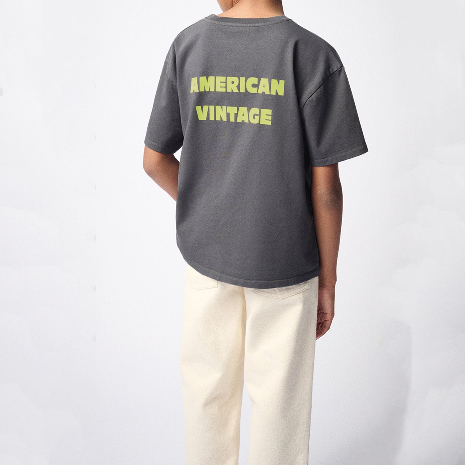 American Vintage-T-SHIRT DROIT MC COL ROND IMPRIME