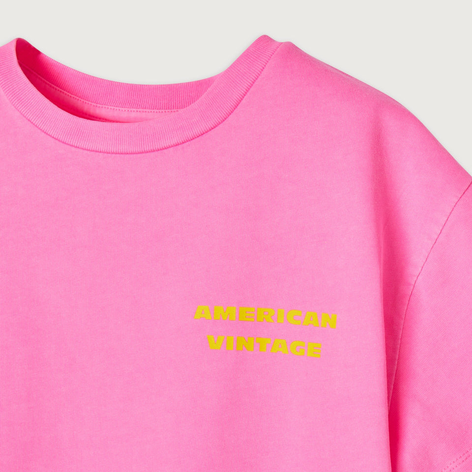 American Vintage-T-SHIRT DROIT MC COL ROND IMPRIME