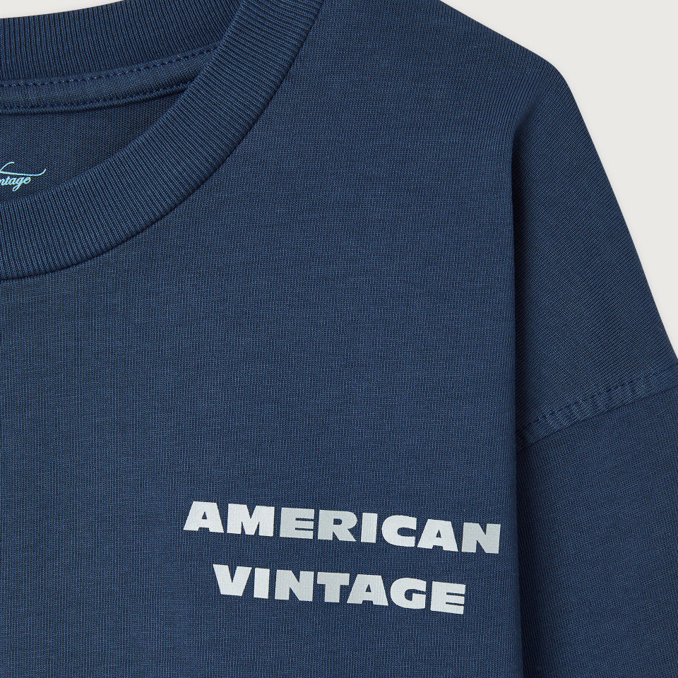 American Vintage-T-SHIRT DROIT ML COL ROND IMPRIME