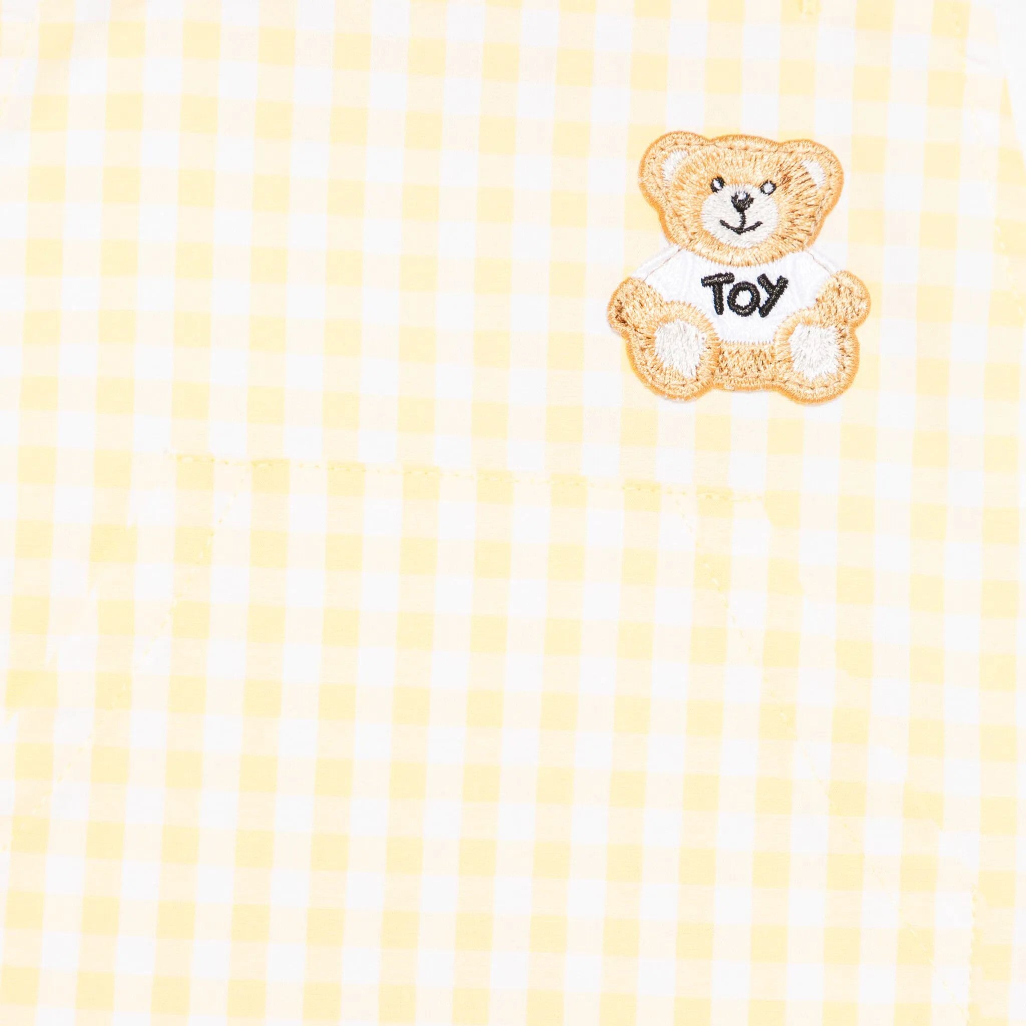 Moschino-BABY GINGHAM BEAR PATCH OVERALL W SS T-SHIRT