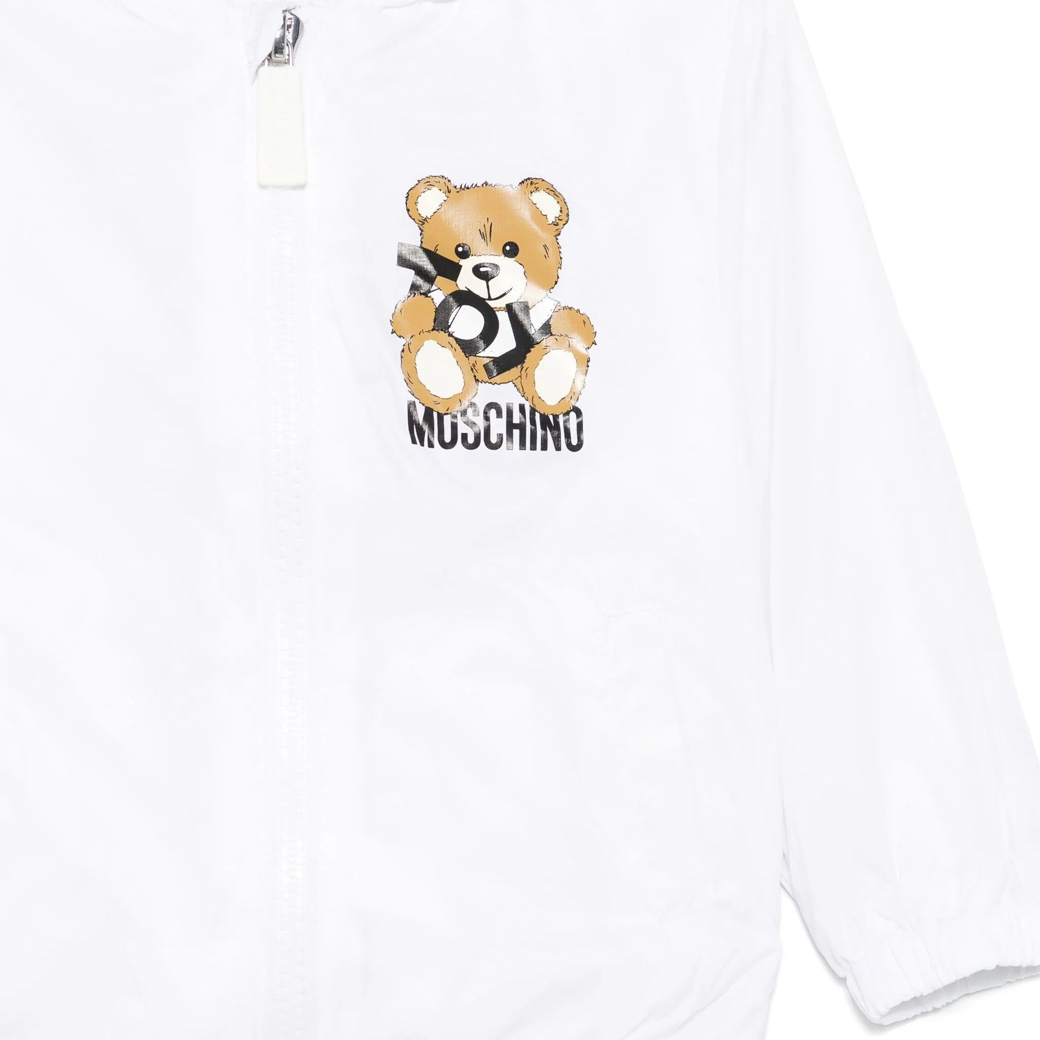 Moschino-BABY LS HOODED NYLON JACKET W TOY BEAR LOGO PRINT