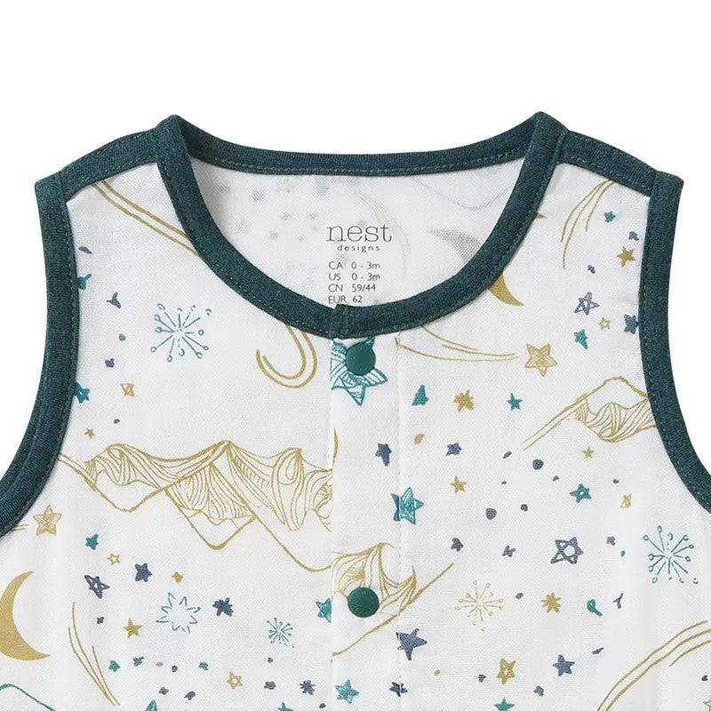 Nest Designs-Sleeveless Button Down Onesie - Stars White