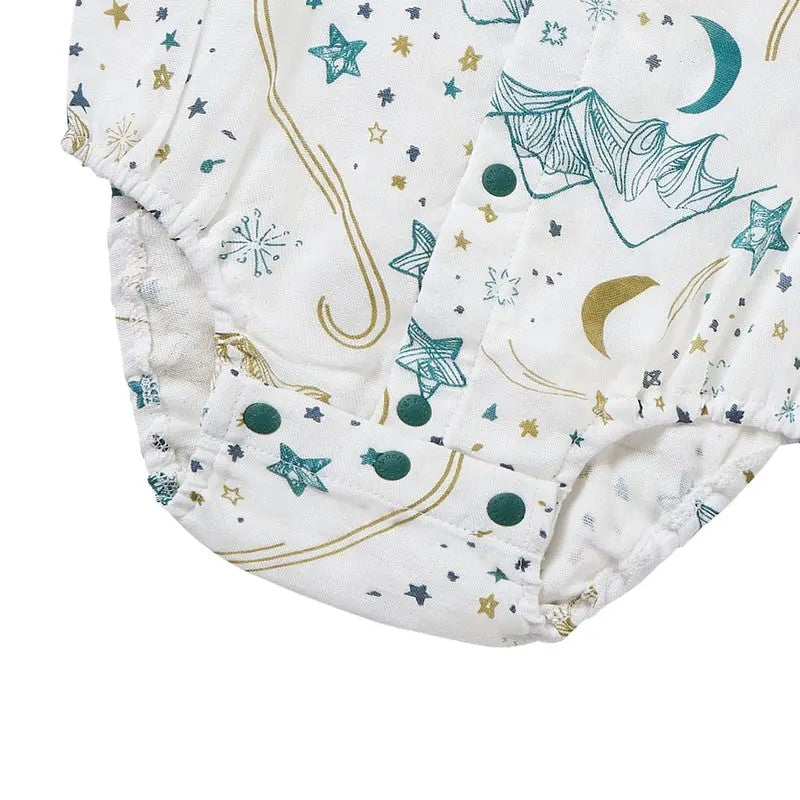 Nest Designs-Sleeveless Button Down Onesie - Stars White