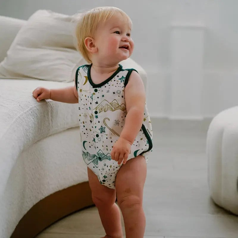 Nest Designs-Sleeveless Button Down Onesie - Stars White