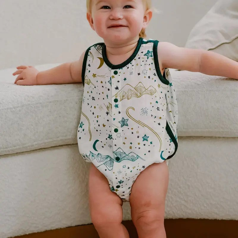 Nest Designs-Sleeveless Button Down Onesie - Stars White