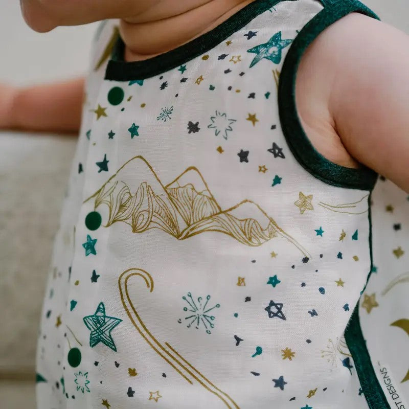Nest Designs-Sleeveless Button Down Onesie - Stars White