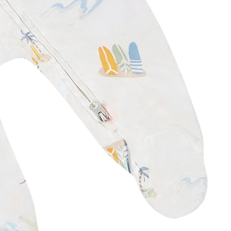 Nest Designs-One-Piece Zip Footed Sleeper (Bamboo Jersey)-Pastel Waves
