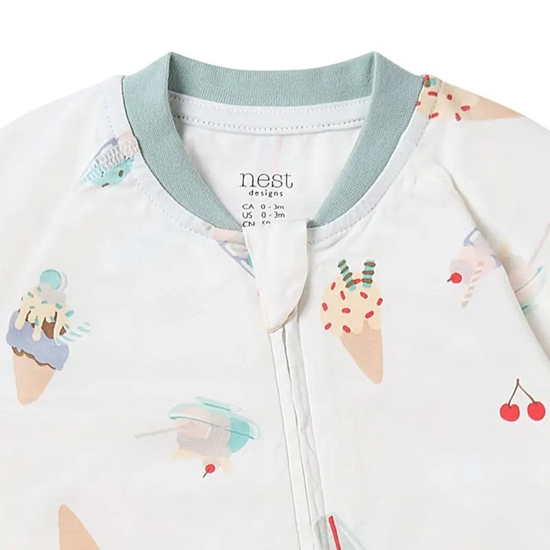 Nest Designs-One-Piece Zip Footed Sleeper (Bamboo Jersey) - Ice Cream Summer