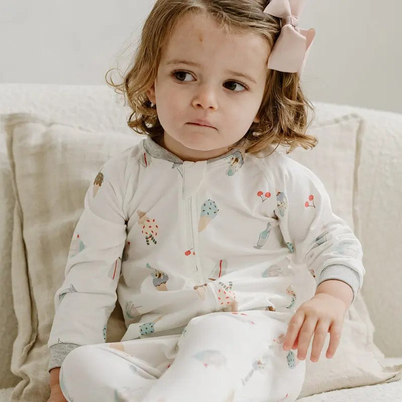 Nest Designs-One-Piece Zip Footed Sleeper (Bamboo Jersey) - Ice Cream Summer