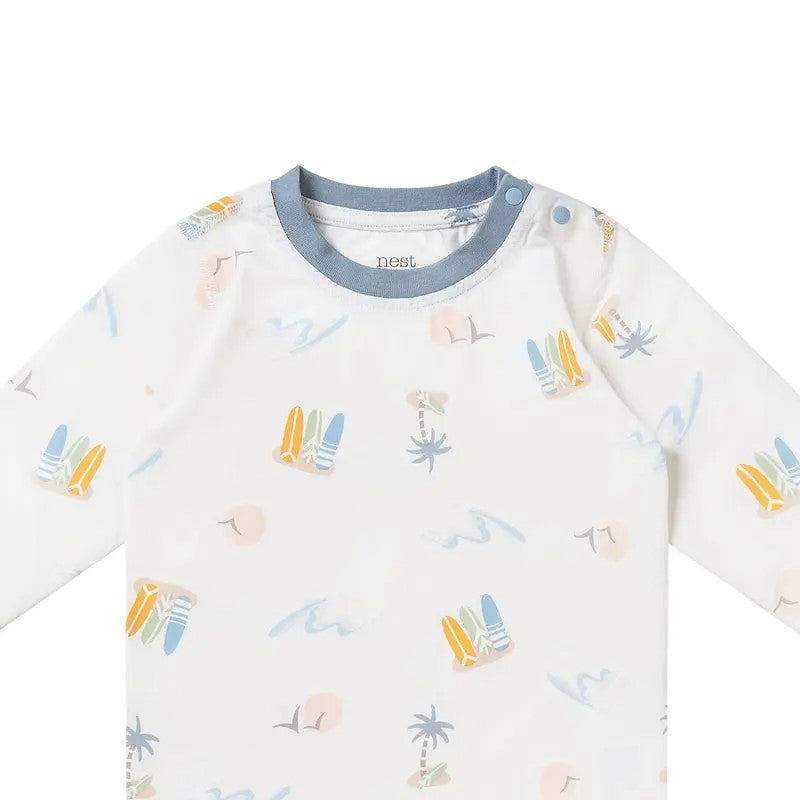 Nest Designs-Two-Piece Long Sleeve PJ Set - Pastel Waves