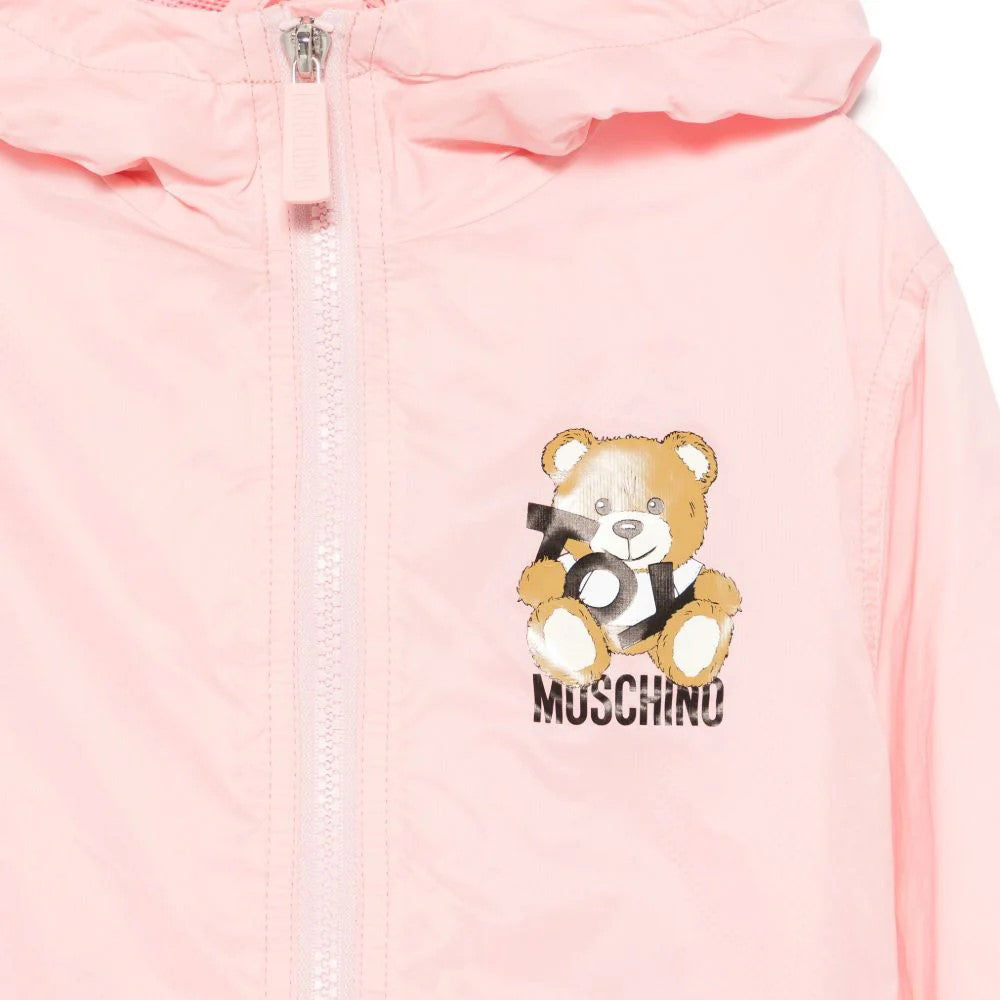 Moschino-LS HODDED NYLON JACKET W TOY BEAR PRINT