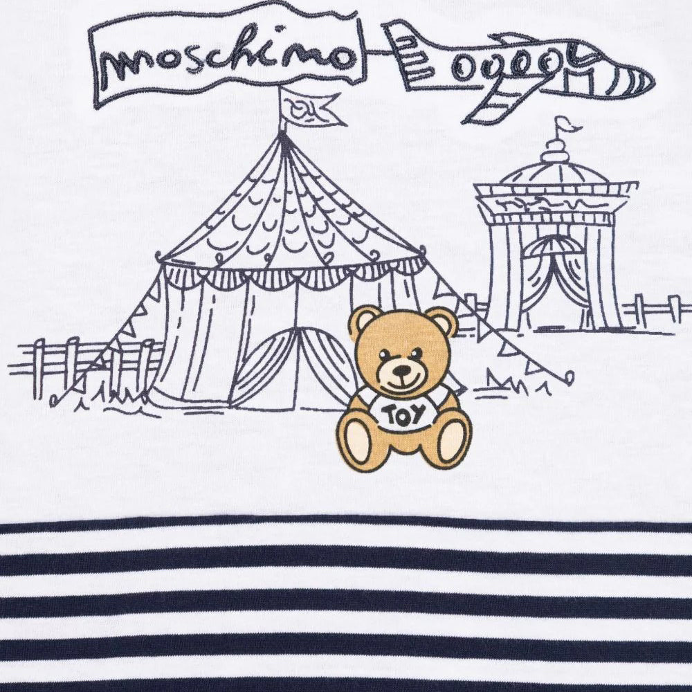 Moschino-STRIPED SS TEE W CIRCUS BEAR PRINT