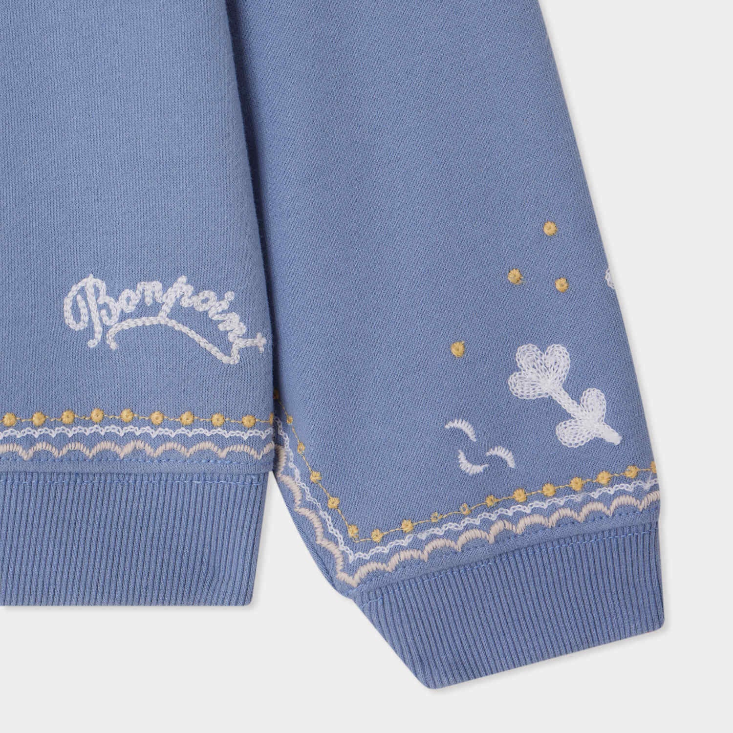 Bonpoint-Dolores sweatshirt in fleece with floral embroideries