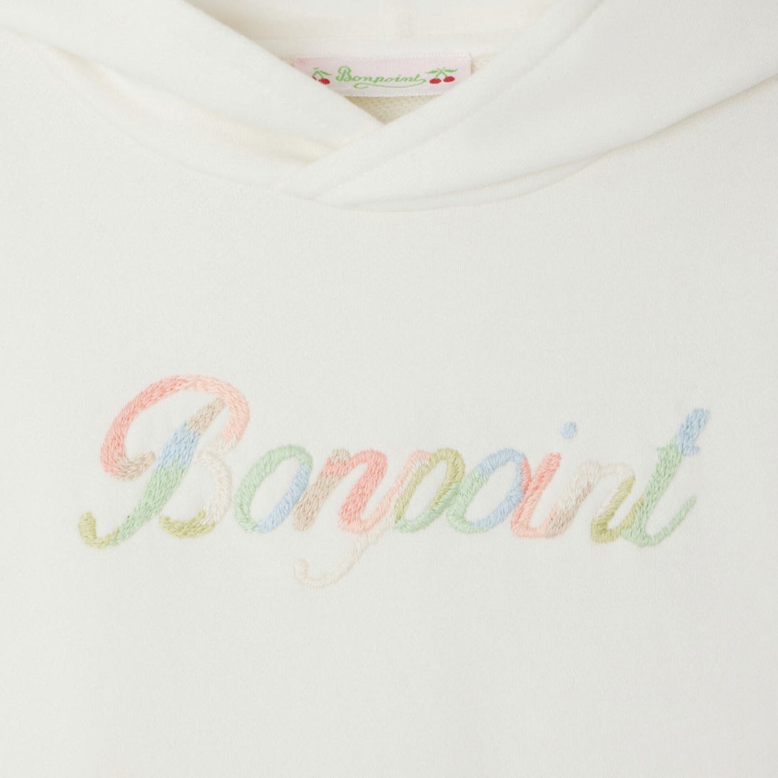 Bonpoint-Girls White Letter Embroidered Cotton Sweatershirt