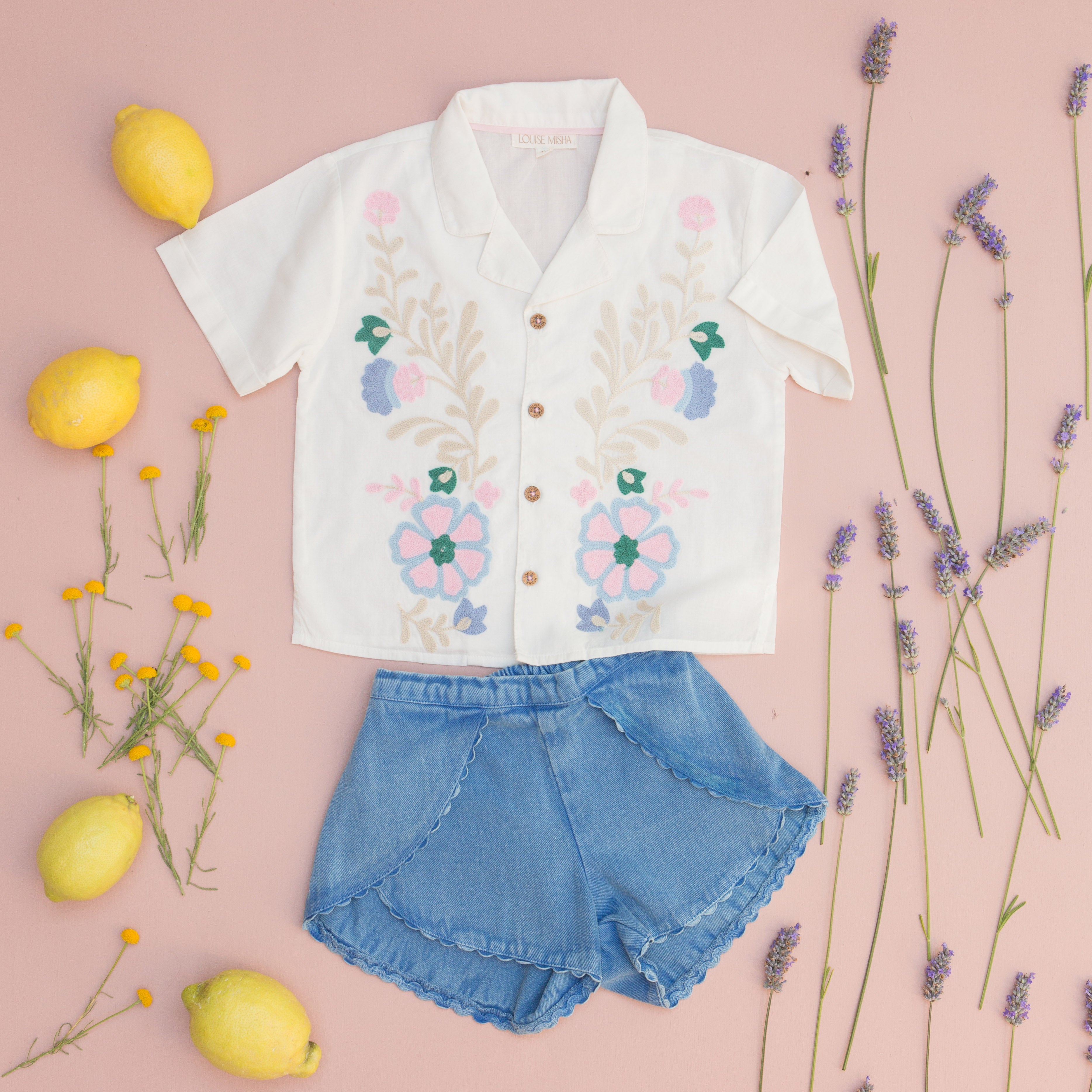Louise Misha-Girls Blue Cotton Shorts