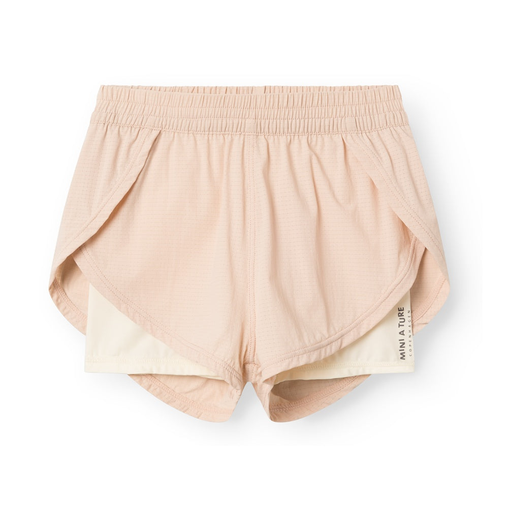 Mini A Ture-Pink Print Logo Sports Shorts