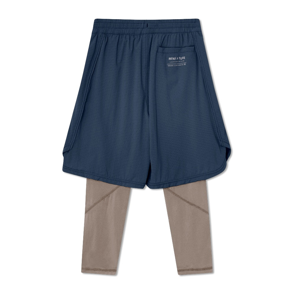 Mini A Ture-Blue Printed Logo Sport Shorts