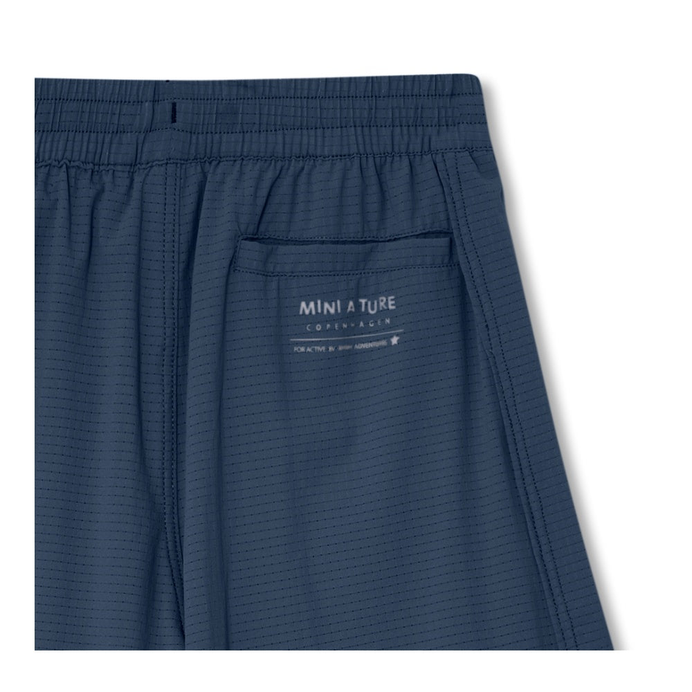Mini A Ture-Blue Printed Logo Sport Shorts