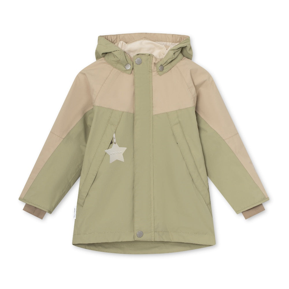 Mini A Ture-Green Colorblock Logo Print Jacket