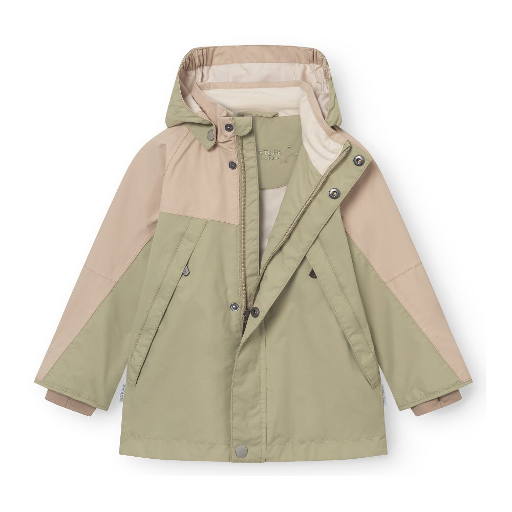 Mini A Ture-Green Colorblock Logo Print Jacket