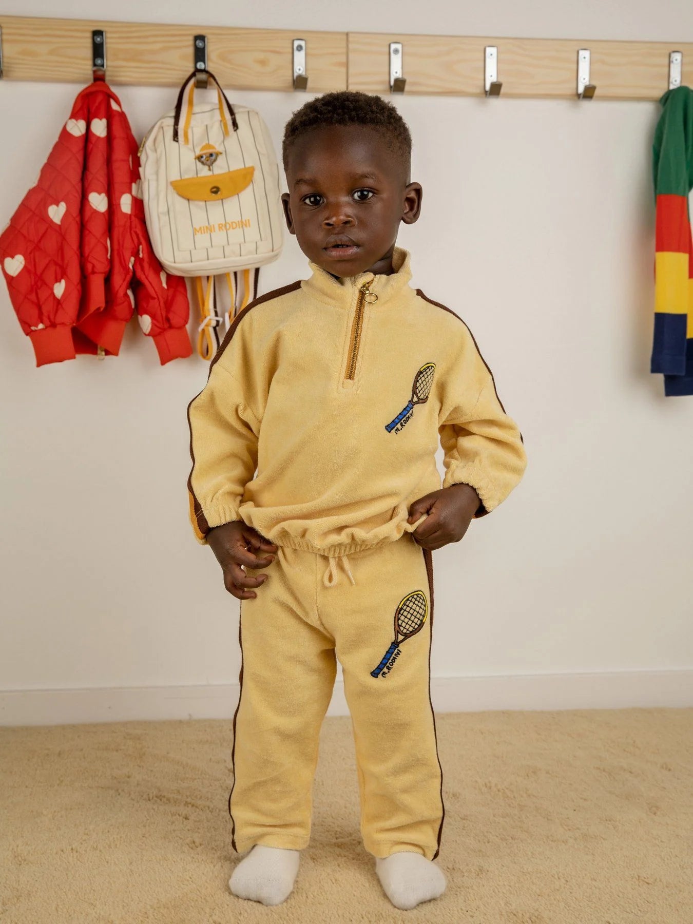 Tennis emb terry halfzip sweatshirt-Yellow