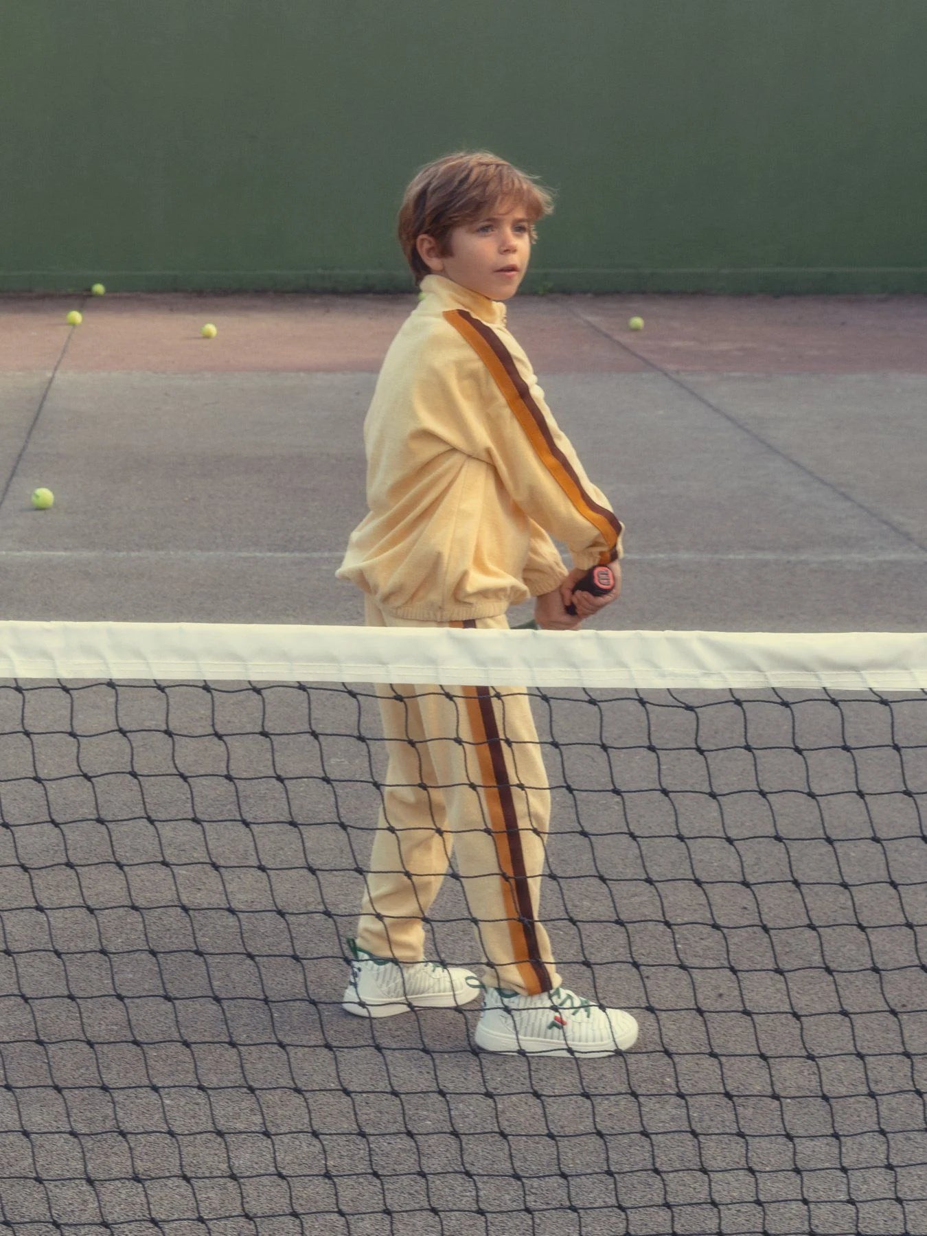 Tennis emb terry halfzip sweatshirt-Yellow