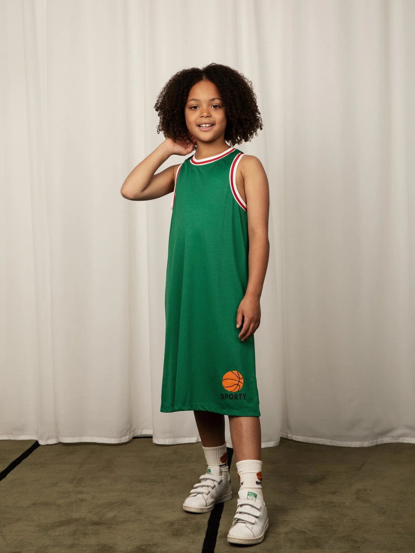 Basket mesh sp tank dress-Green