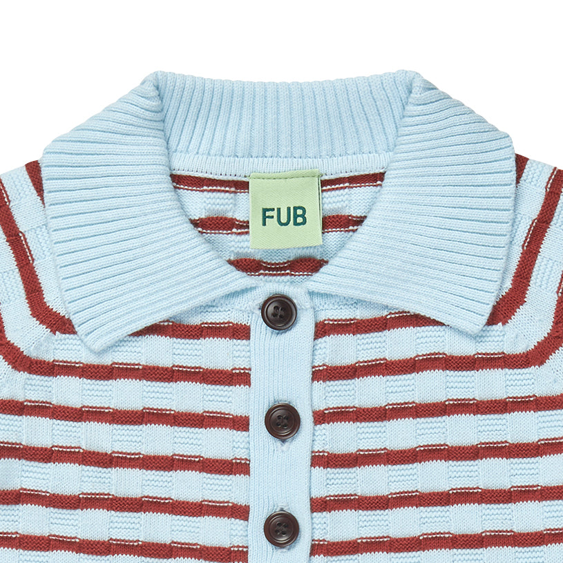 Fub-Red And Blue Stripes Cotton Polo Shirt