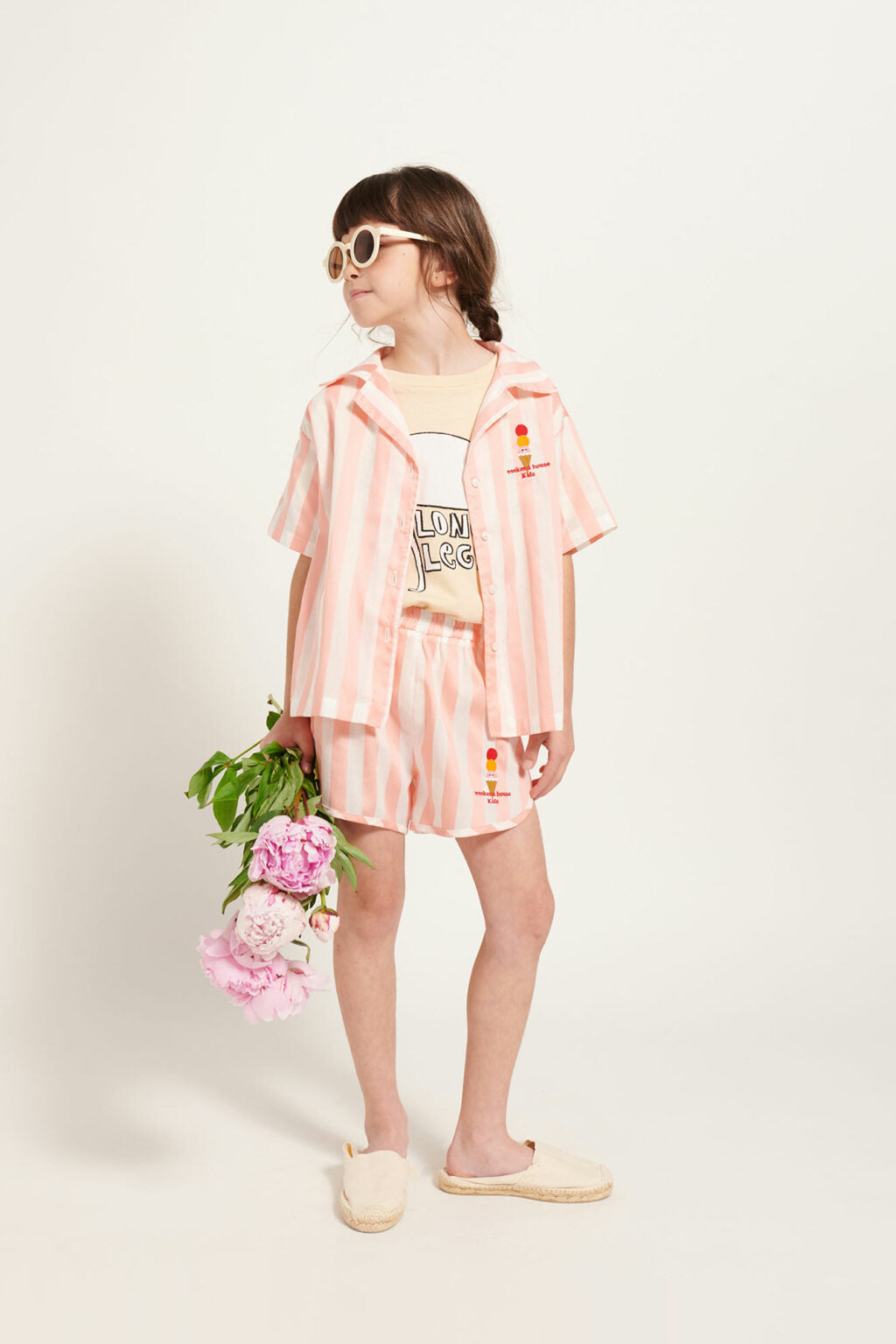 STRIPPED ICE-CREAM BUTTONED SHIRT-PINK/WHITE