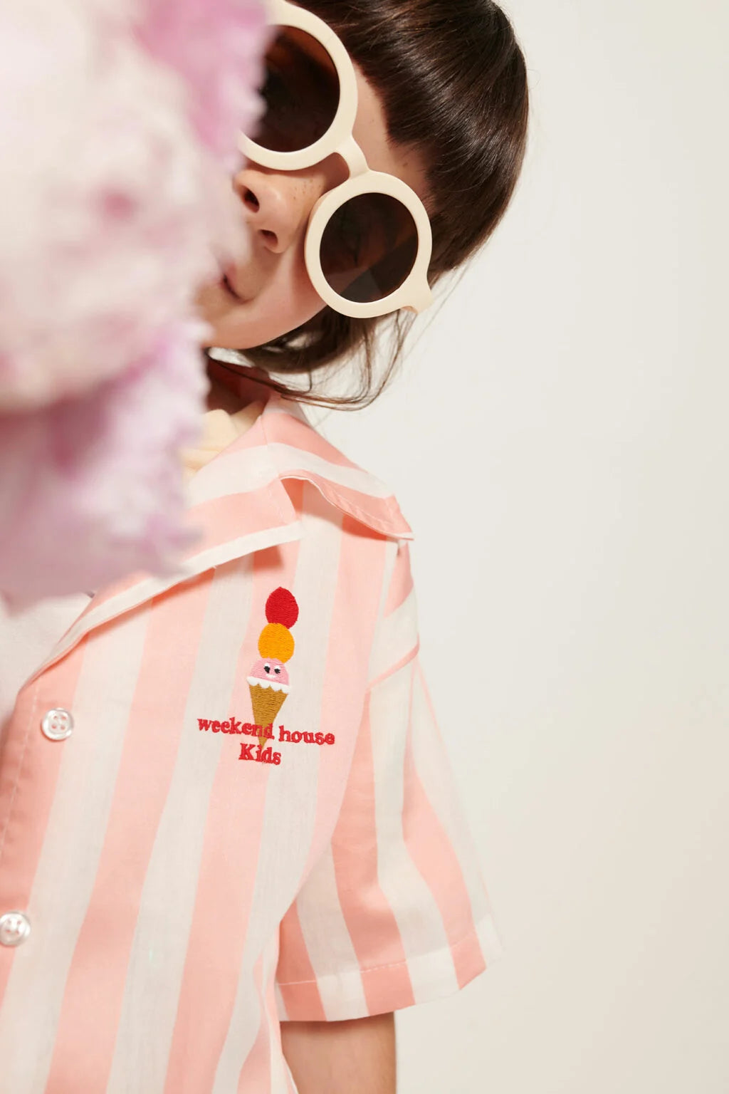 STRIPPED ICE-CREAM BUTTONED SHIRT-PINK/WHITE