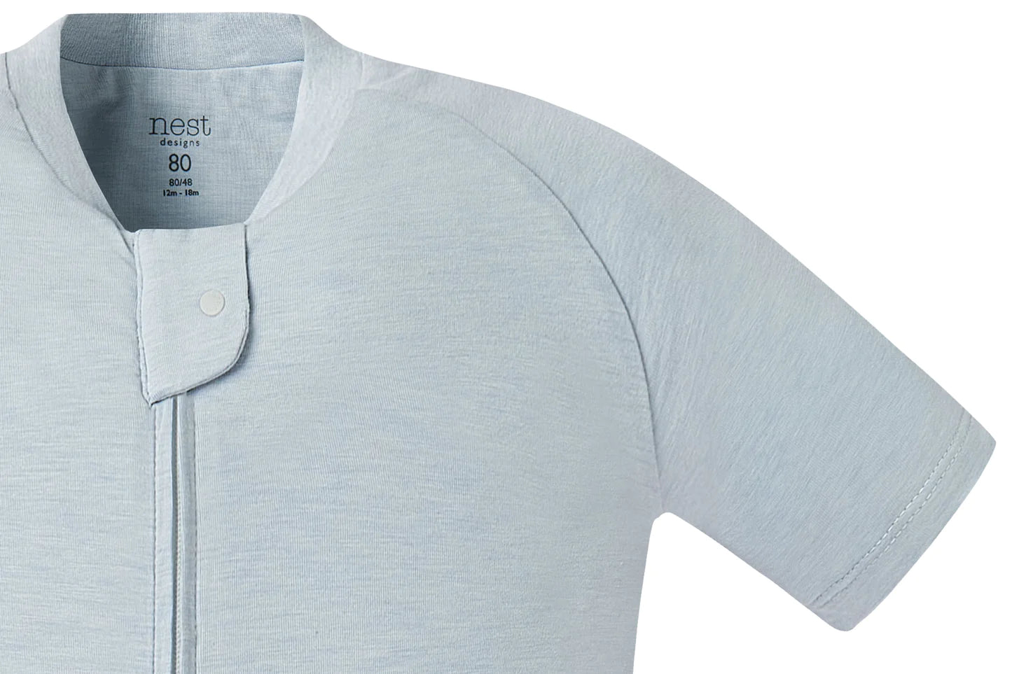 Short Sleeve Footed Sleep Bag 0.5 TOG (Bamboo Jersey) - Pantone Niagara Mist
