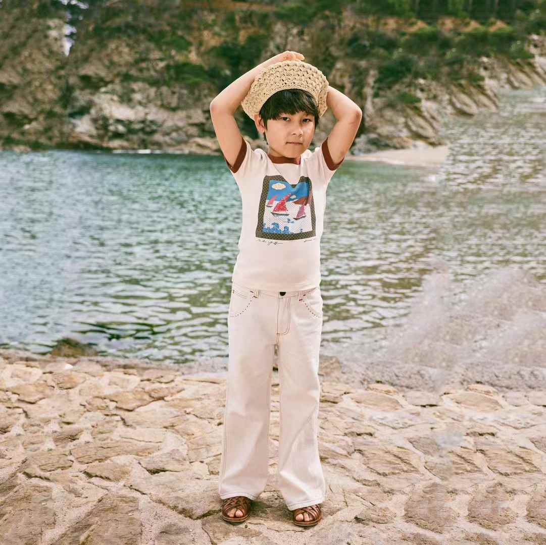 Misha & Puff-Sailboat Collage Ringer Tee