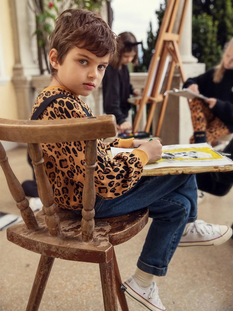 Basic leopard sweatshirt-Beige
